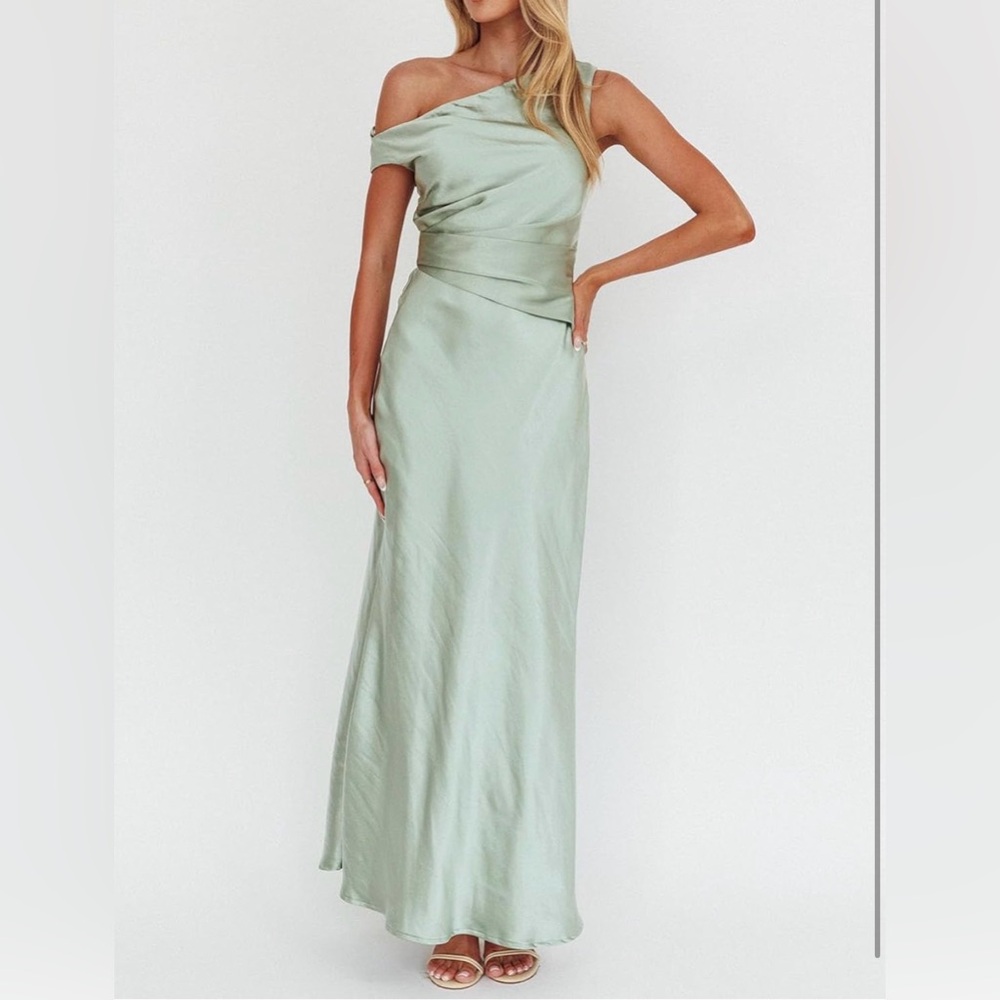 Women's Elegant Satin Off Shoulder Formal Cocktail Wedding Guest Long Dresses